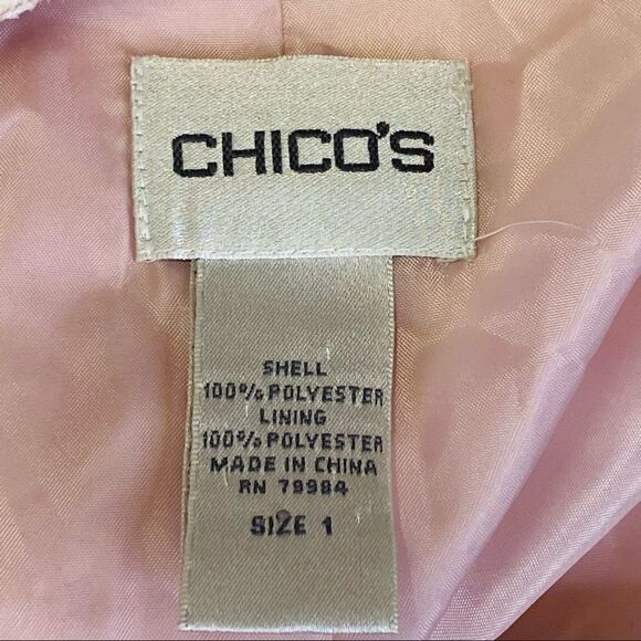 Chico’s pink open jacket ruffled snake skin print size 2 - Picture 10 of 14